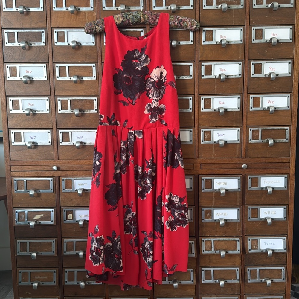 Free People Flutter By Red Floral Mini Dress Size 4
